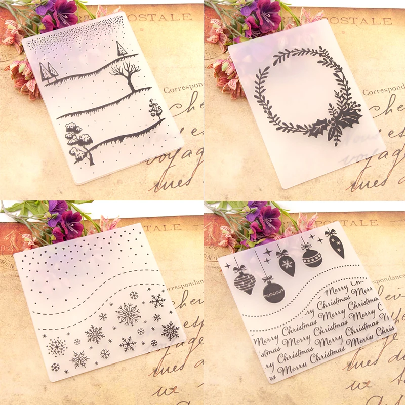 Рождественские Цветочные папки для тиснения Снежинка дерево колокольчик