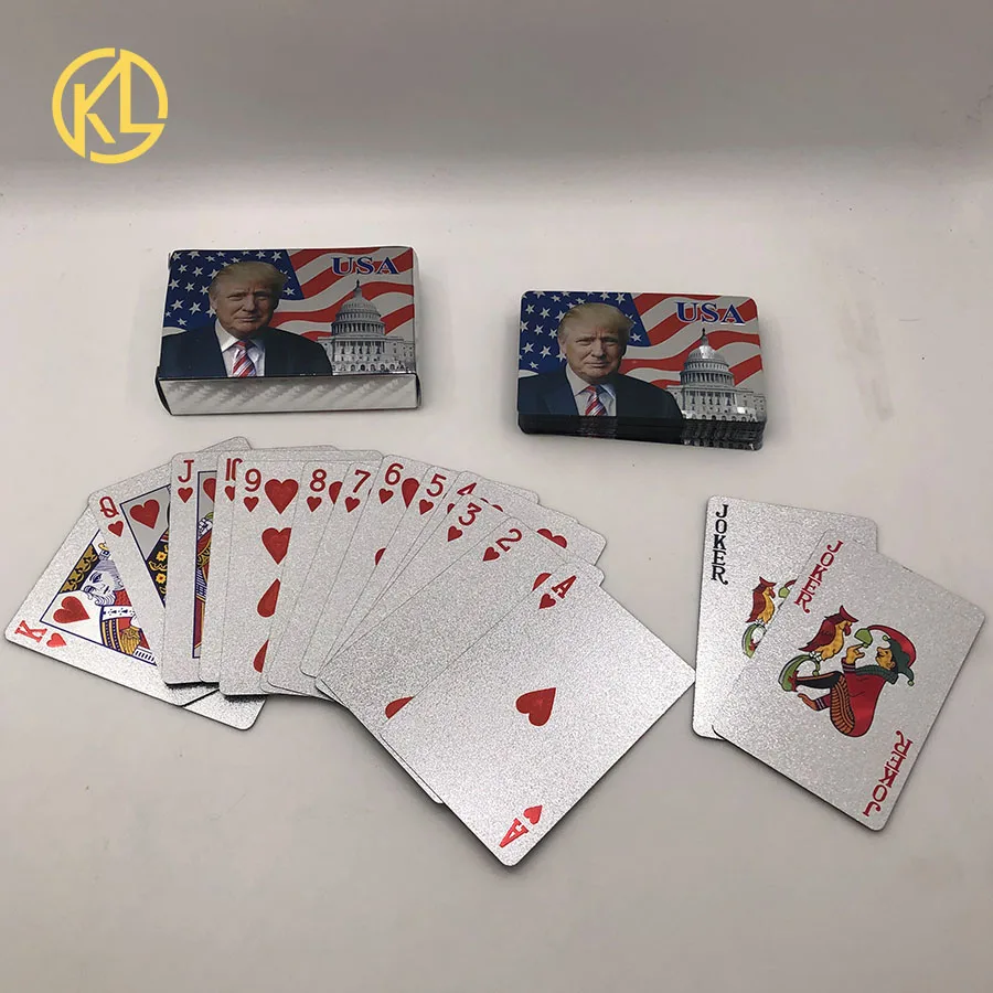 TrumpSilver Kelin Горячая водонепроницаемый USD100 Доллар дизайн 24 К золото покер игральные карты для новых азартных игр удовольствие или свадебные подарки - Цвет: TrumpSilver