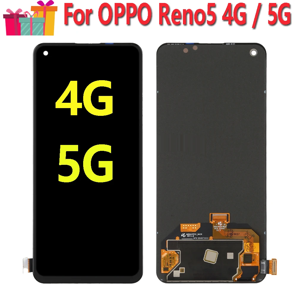Reparaci&oacute;n Amoled Original para OPPO, montaje de digitalizador con pantalla t&aacute;ctil LCD, para Reno 5, 4G, 5G, CPH2145, CPH2159-0