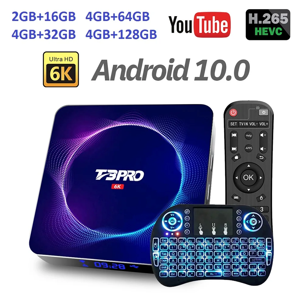 

Vmade T3 Pro Android 10 TV Box 4G 32G 64G128G TV Receiver Set Top Box Dual Wifi 2.4G&5G Bluetooth HEVC 265 IPTV Media Player