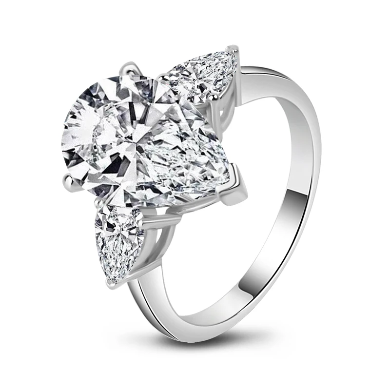

925 Silver Engagement Claws Design Hot Sale Rings For Women 5 Carat Synthetic Diamond Rings Female Wedding Jewerly
