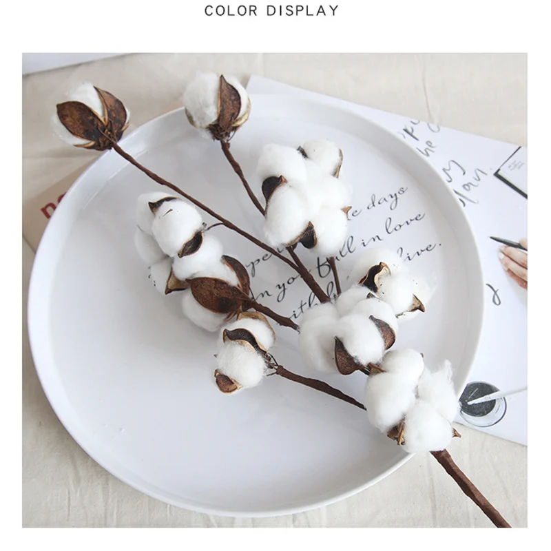 

Naturally Dried Cotton Flowers Artificial Plants Floral Branch for Wedding Party Decoration Fake Flowers Home Artificial Decor