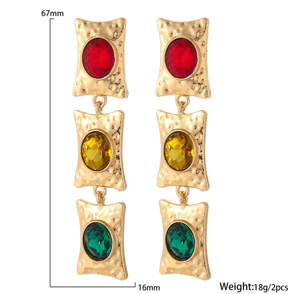 

Bohemia Gold Plated Crystal Long Drop Earrings Vintage Baroque Metal Alloy Chain Earrings Jewelry Accessories For Women