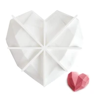 bakeware cake molds 7 inch silicone non stick 3d diamond love heart shape mousse chiffon pudding ice creams white kitchen tools