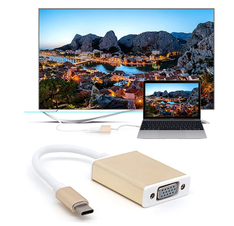 

Адаптер USB 3. 0 Type-C-VGA 3,1 P, видеокабель, конвертер в ТВ проектор для Macbook Air Pro, для Samsung S20 S10 Huawei P40 PC