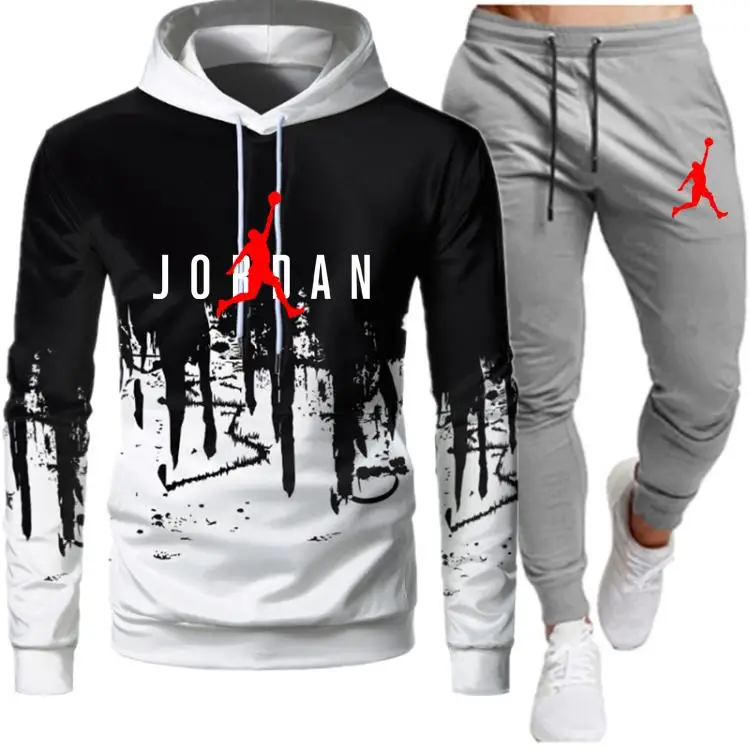 

2021 hot spring and autumn men's Hoodie set jordan 2 Sweatshirt Hoodie Set + jogging pants women's Hoodie
