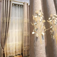 modern pastoral living room chenille shading embossed embroidered curtain cloth bedroom window screen curtain customization