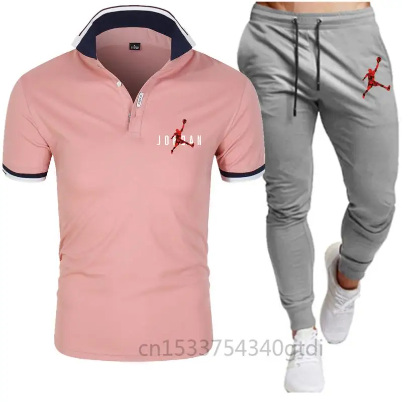 

2021 Zomer Nieuwe Korte Mouw Polo Shirt Set Mannen Business Revers Fashion Casual Shorts Ademend Britse Paar Mode 2 stuk
