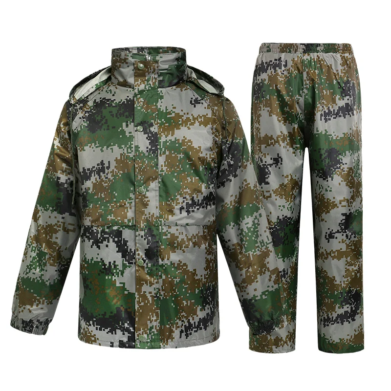 

Yufan raincoat rain pants suit thickening split adult hiking outdoor raincoat waterproof fishing motorcycle 07 camouflage