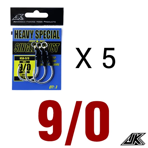JK HSA Poppers Lure Wood 4X Heavy jigging Hooks Sea Power Assist Fishhook Stick Baits Luring Boat Hook Fishing 5/0 7/0 9/0 11/0 - Цвет: 9 l 0 -5pack