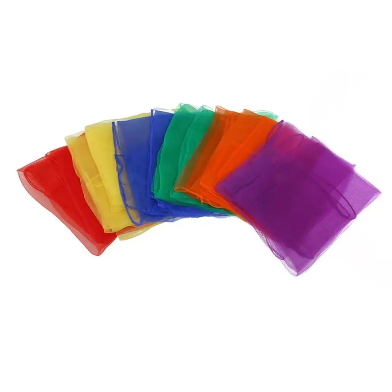 6 шт. детский Супер тонкий вуаль красочный квадратный платок-накидка для