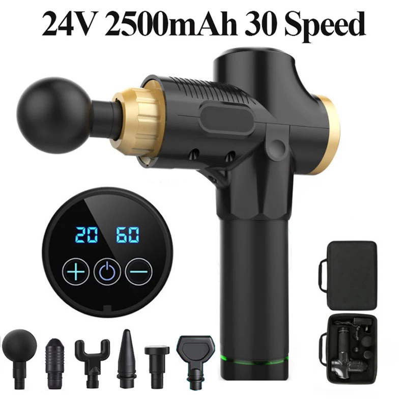 

LCD Display Electric Muscle Massage Gun 30 Gears Fascia Deep Tissue Massager Neck Body Back Relaxation Pain Relief Fitness Relax