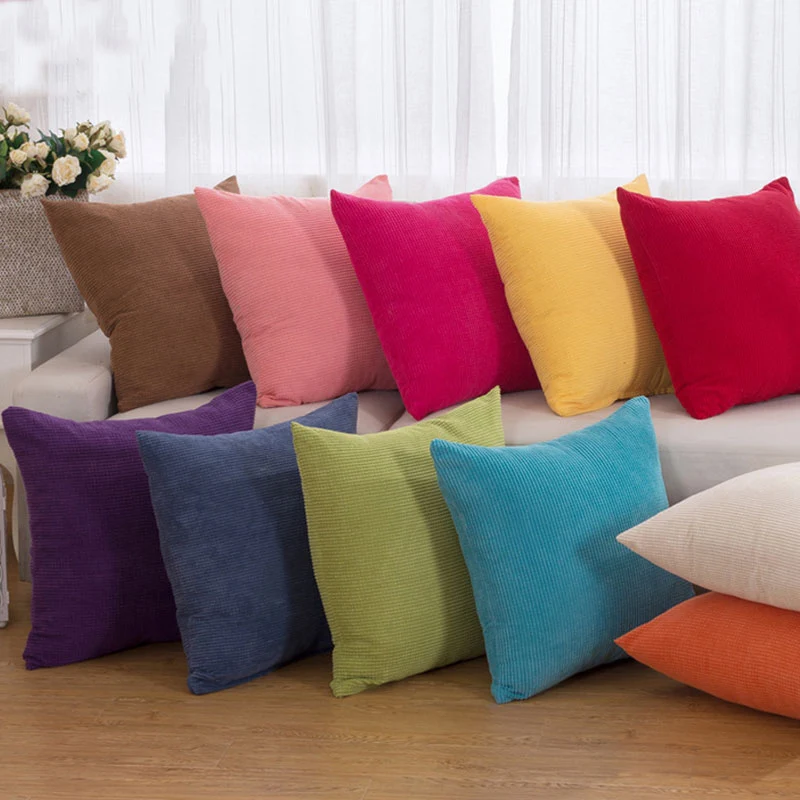

45*45cm Corduroy Cushion Cover Pillowcase Solid Color Pillow Case Home Decor Sofa Throw Pillows Decoative Room Pillow Cover