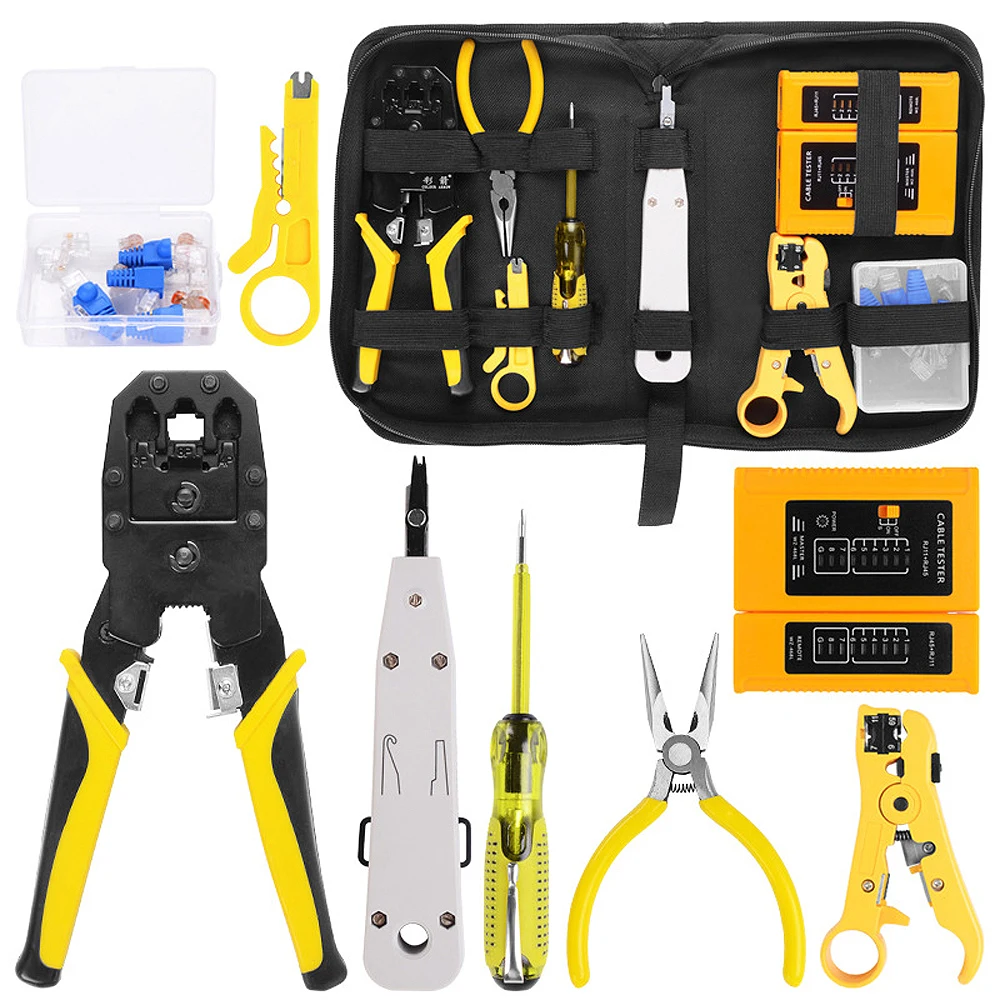 Handskit RJ45 RJ11 RJ12 Network Repairing Plier Tool Kit with Cable Tester Spring Clamp Crimping Pliers | Инструменты