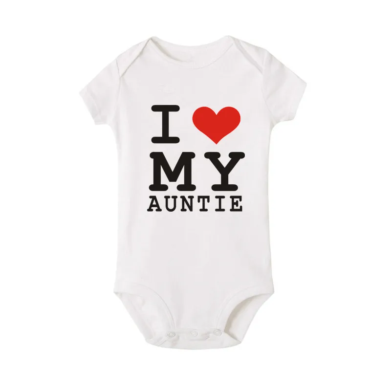 Летний детский хлопковый комбинезон с надписью I Love My Auntie | Мать и ребенок