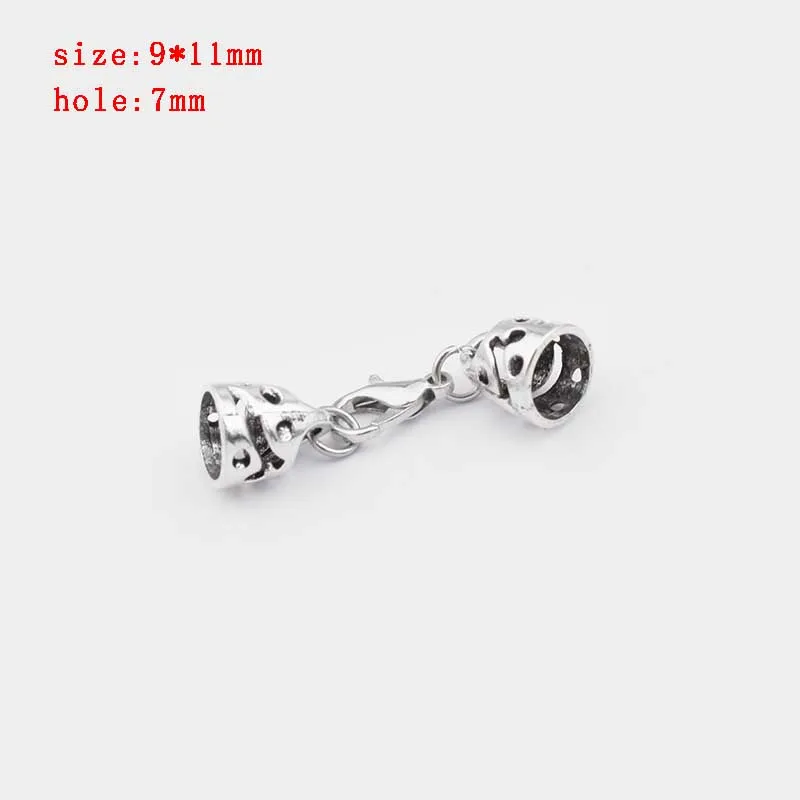 30 5 sets Zinc Alloy Clasp Lobster Clasps Hook End Caps Connectors For 5/6/7/8/10mm Leather Cord Bracelet Necklace Jewelry Making - Цвет: 30