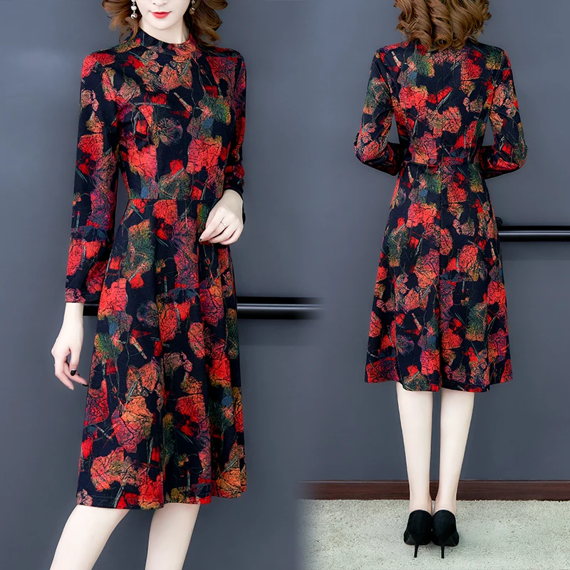 Высококачественное базовое платье с французским винтажным принтом банкетное