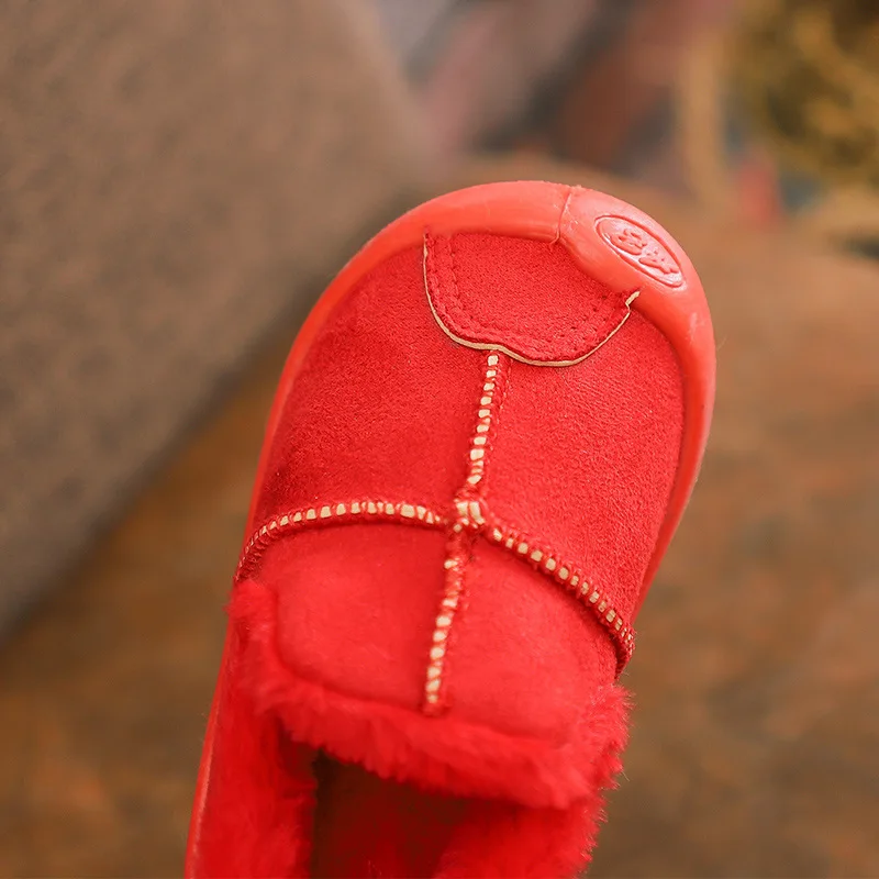 winter plush warm Moccasin first walkers prewalkers school student soft sole pink Baby Shoes hot sale Toddler red large plus big size17-26 Unisex