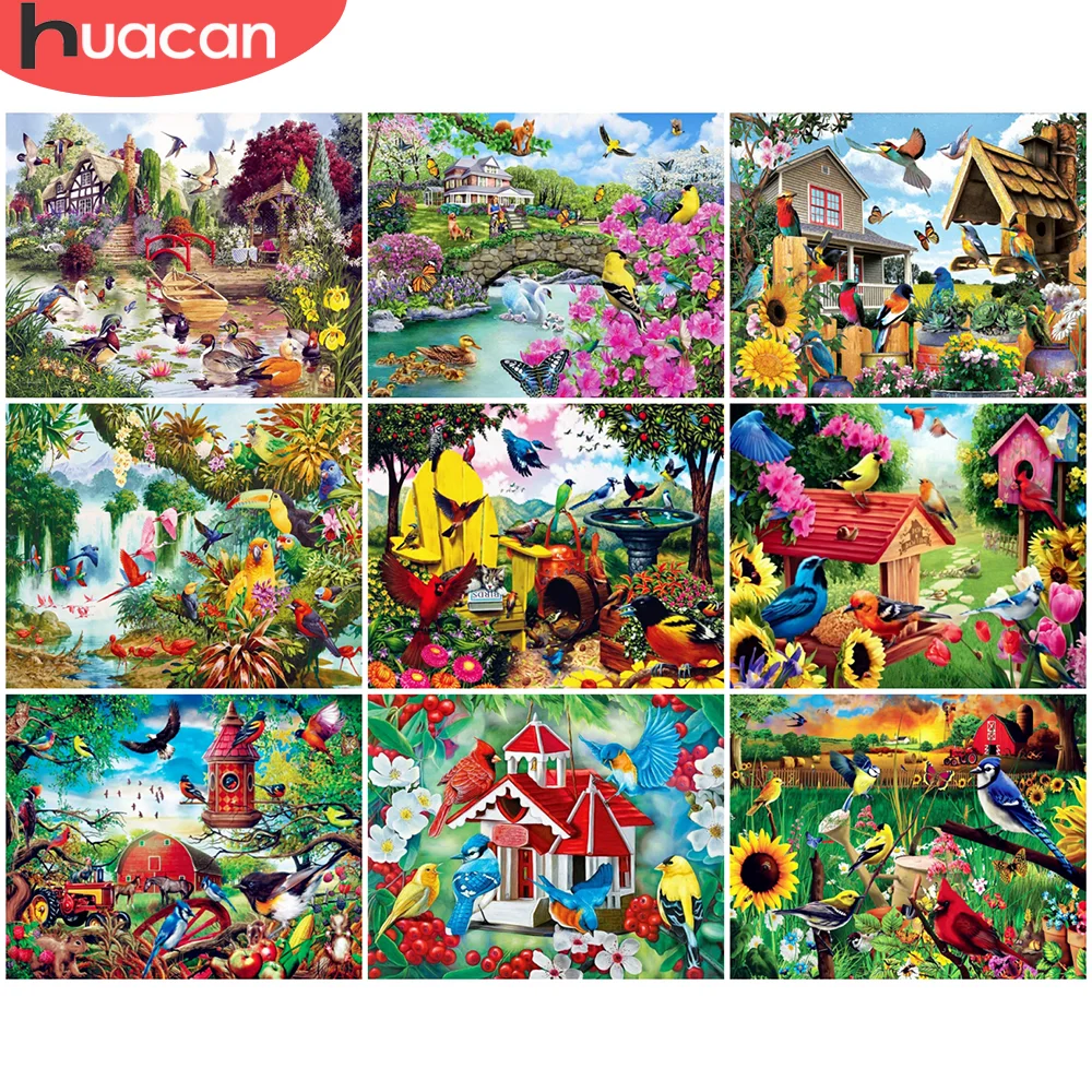 

HUACAN 5D DIY Picture By Numbers Bird Animal Wall Art HandPainted Unique Gift Painting By Number Garden Children's Room Decor