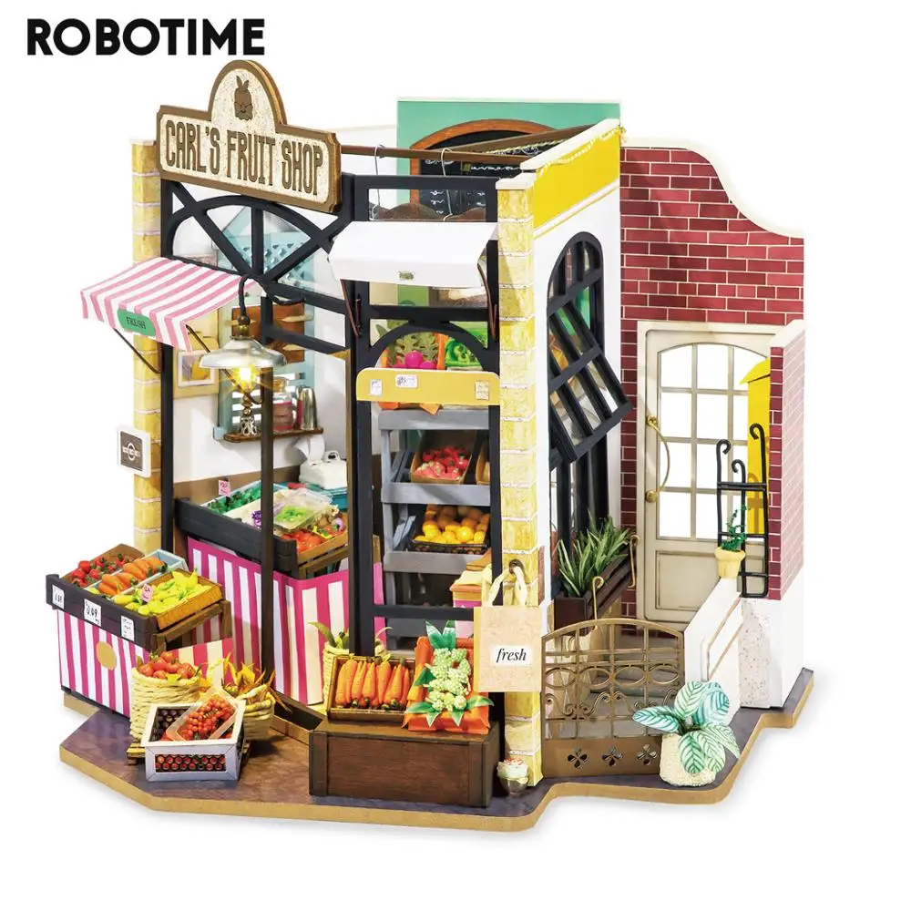 Robotime Rolife DIY Carl's Fruit Shop кукольный домик с мебелью для детей и взрослых миниатюрный
