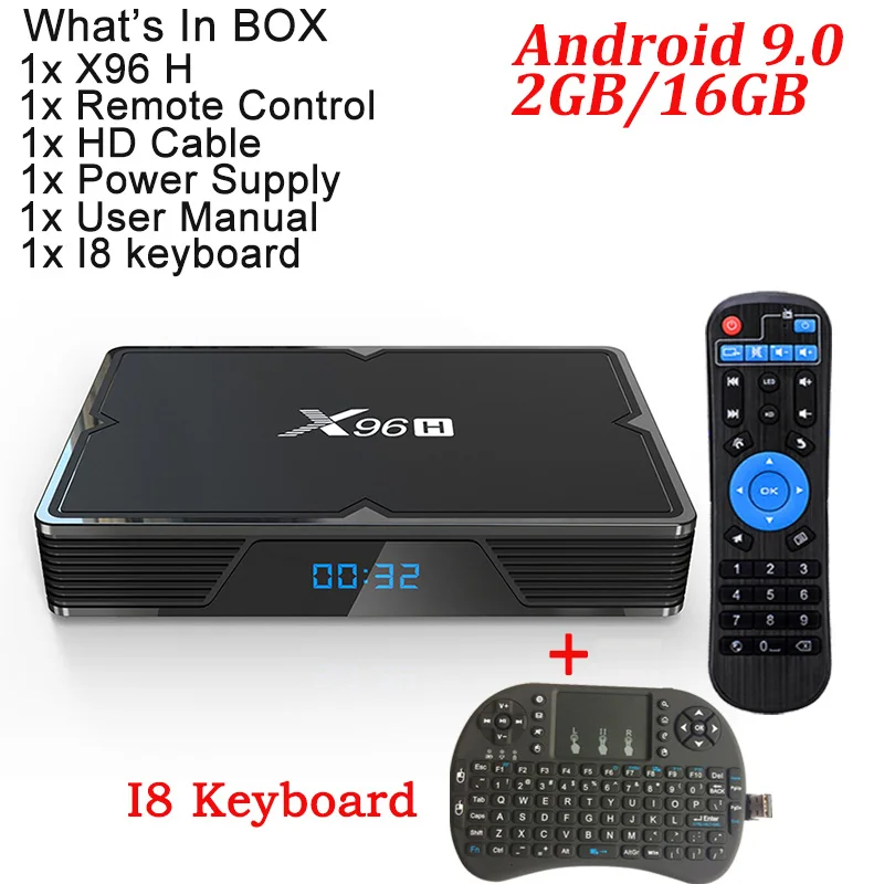 2G 16G With i8 X96H Smart tv BOX Android 9,0 4 ГБ 32 ГБ 64 Гб Allwinner H603 1080P 4K wifi медиаплеер Netflix Youtube 2 Гб 16 Гб телеприставка - Цвет: 2G 16G With i8