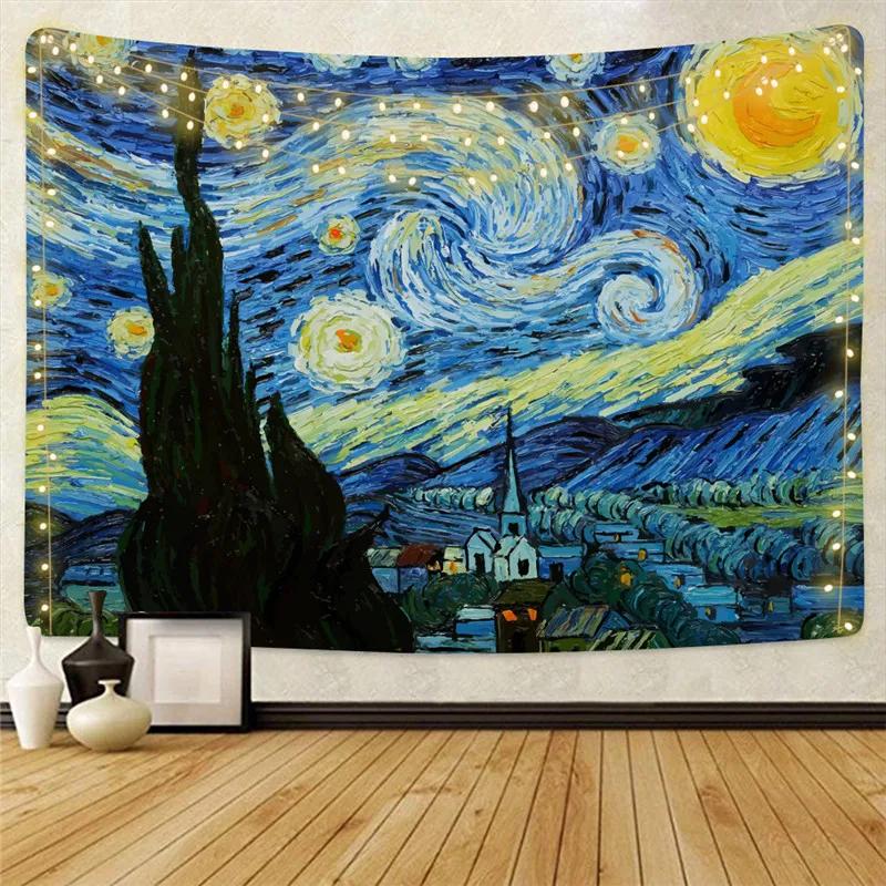 Дропшиппинг гобелен с рисунком Ван Гога настенная подвесная ткань в стиле хиппи