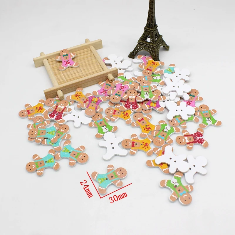 40 шт./упак. смешанные рождественские деревянные аксессуары для скрапбукинга