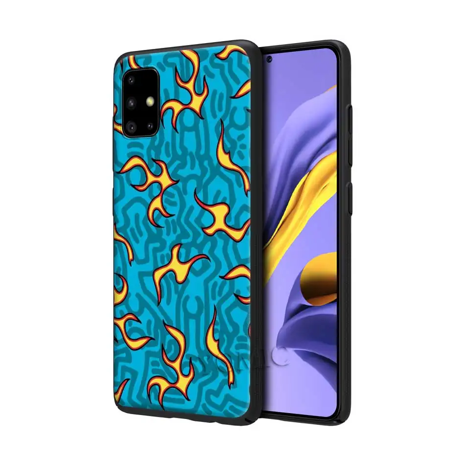 

For Samsung Galaxy A51 A50 A71 A70 A42 A10 A20e A30 A40 A31 A21s A41 A01 Soft Phone Cases Artistic Personality Blue Flame Fire