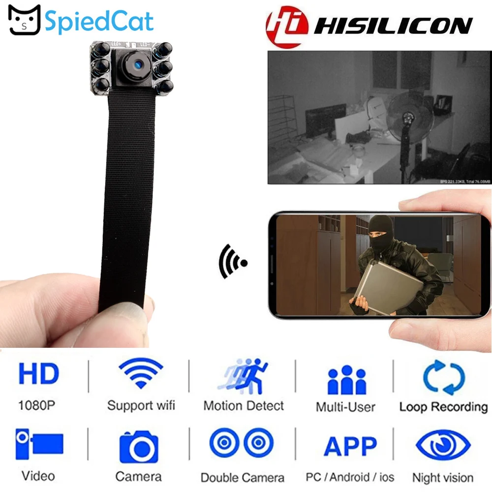 Wi Fi IP P2P ночное видение HD 1080P объектив сетевая веб камера мини Беспроводное