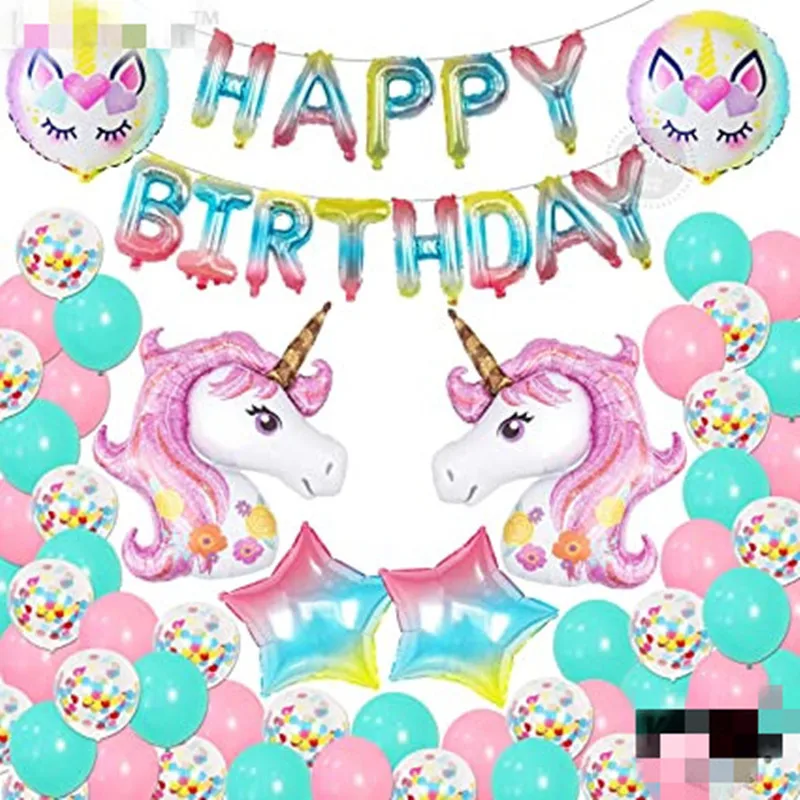 

Unicorn Theme Birthday Party Decoration Happy Birthday Letter Star Unicorn Foil Balloons for Girls Birthday Party Supplies