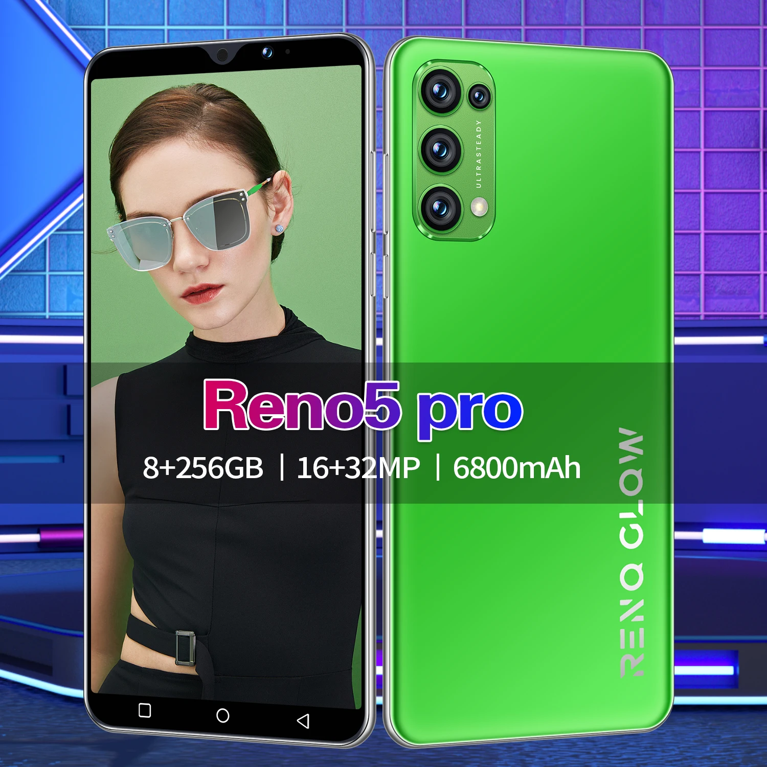 

New Arrivals Global Version Reno5 Pro 6.0''Smartphone 6800mAh Face/Fingerprint ID Cellphone Dual SIM 12+512G 10 Core Mobilephone