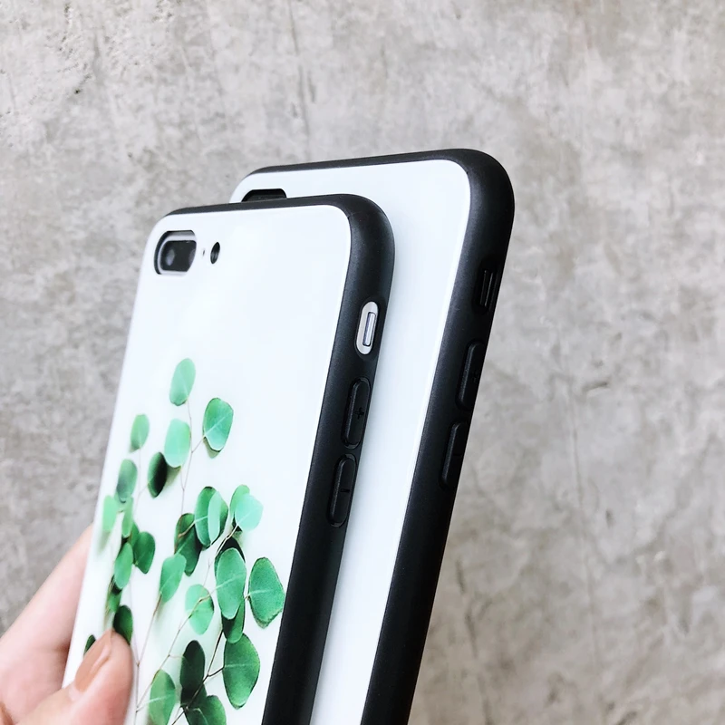 

For oppo Realme 6 Pro A52 A72 A92 A91 A31 A5 A9 2020 A5S A3S Case strap Leaves peony flower Hard Glass Cover For OPPO Reno 4 Pro