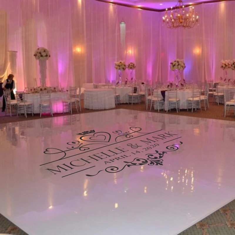 

Wedding Dance Floor Decal Vinyl Sticker Custom Name & Date Suit For Wall Window Door Floor Art Removable Mural Decoration d210