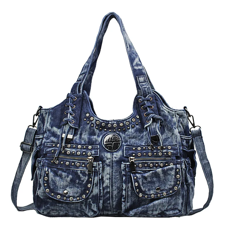 

Women Bag 2021Fashion Denim Handbags Female Jeans Shoulder Bags Weave Design Women Tote Bag