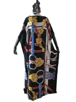 fashion classic african womens clothing dashiki loose long free size kwa print dresses and scarf lady