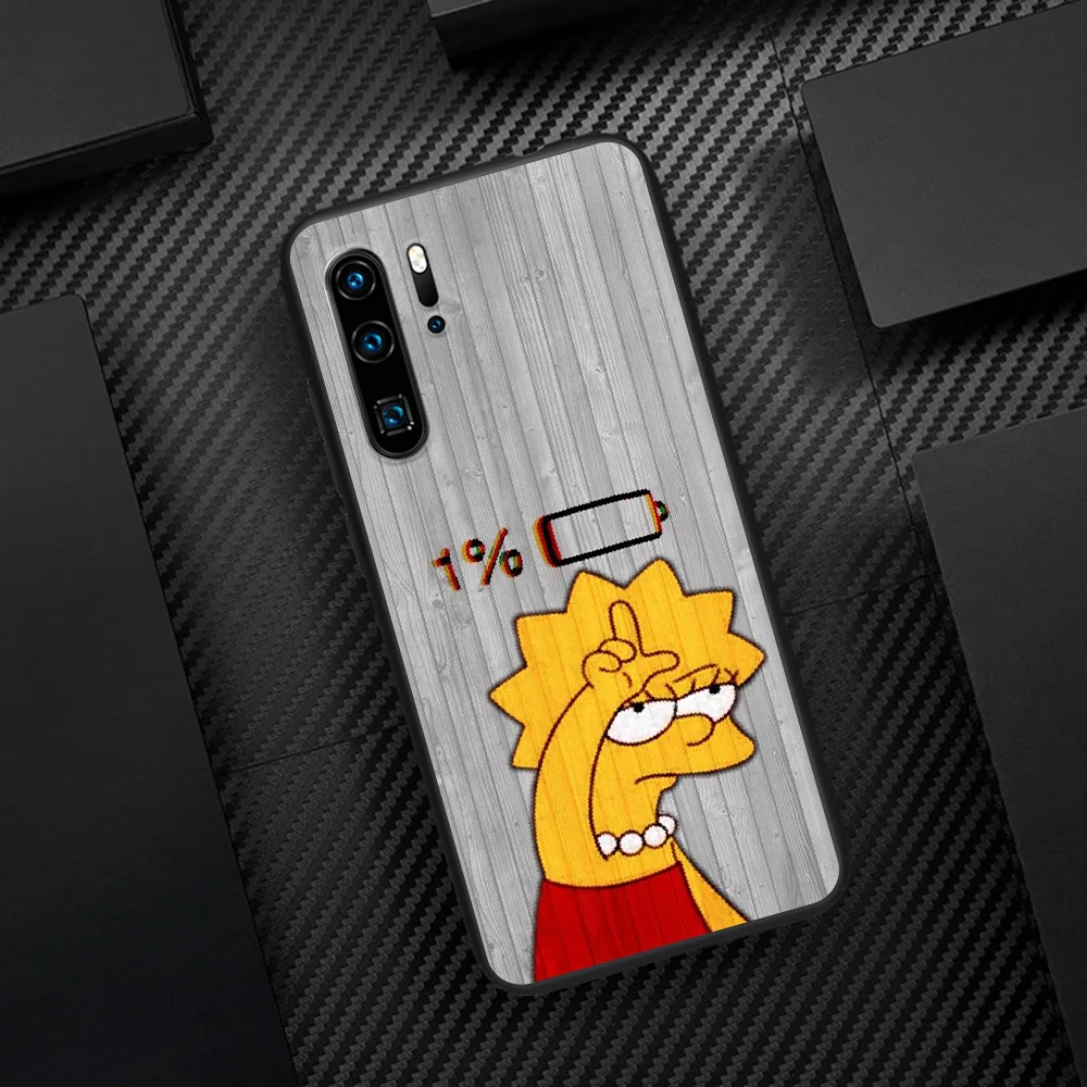 

Funny Simpson Cartoon Phone Case For Huawei P Mate 10 20 30 40 Pro Lite Smart 2019 2021 black Back Trend Etui Luxury Bumper