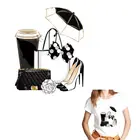 Термонаклейка на высоком каблуке в виде кофейного пакета, стирающаяся термонаклейка сделай сам, переводная наклейка с помощью утюга для одежды, модный дизайн, нашивки с аппликацией для украшения одежды