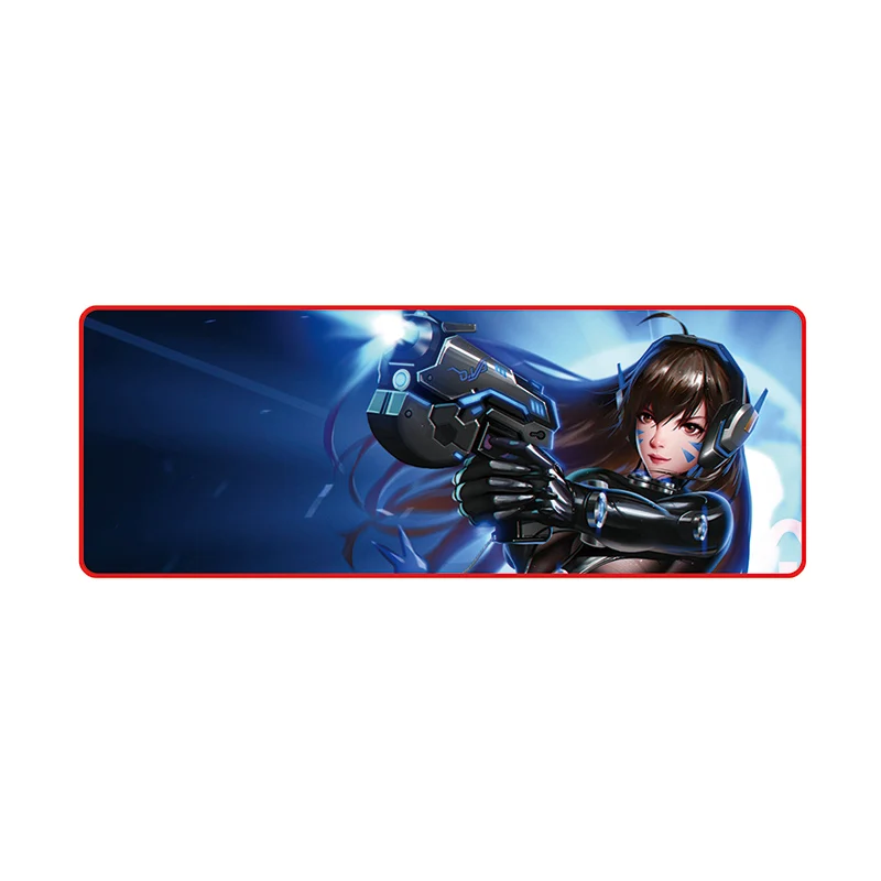 800x300mm Большой игровой коврик для мыши геймерский коврик для мыши RGB коврик для мыши XXL компьютерный коврик светодиодный коврик с подсветкой Mause ковер Настольный коврик для Overwatch OW DVA - Цвет: 800x300mm