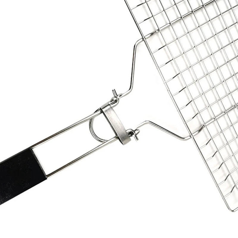 Складной портативный 304 нержавеющая сталь барбекю Гриль Корзина Съемная ручка