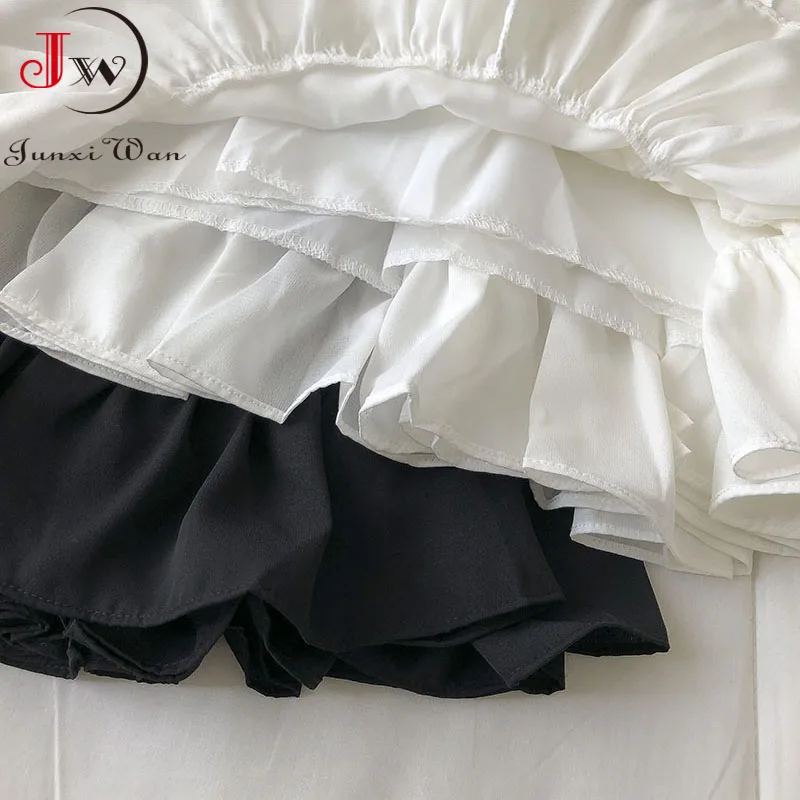 

Women Summer Mini Skirt Fashion Korean Ruffles Floral Print High Waist Chiffon Skirts Casual Beach Style Faldas Saias