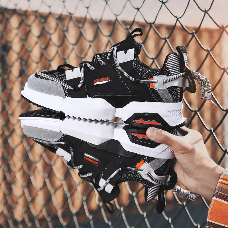 Мужские кроссовки легкие сникерсы из дышащего материала с сеточкой и шнуровкой