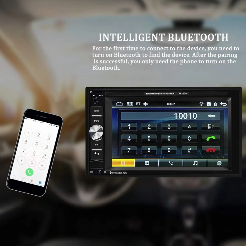 Автомобильный мультимедийный плеер двойной Din Bluetooth аудио и вызова 6 2 дюймов ЖК