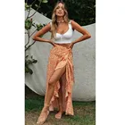 Женская маленькая юбка с цветочным принтом, богемная модная классическая юбка с высокой талией и разрезом для пляжного отдыха, очень мягкая и гладкая одежда