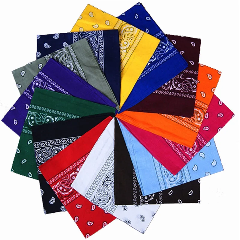 

54*54cm Square Men Women Cotton Head Scarf Print Bandana Paisley Head Wrap Wristband Handkerchief Pocket Sweat Towel Headband