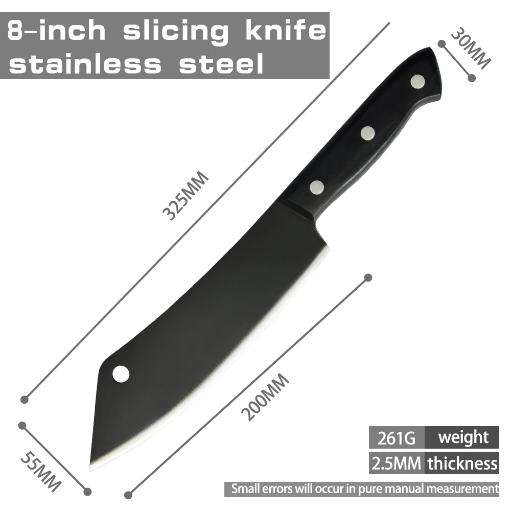 8 Inch Slicing Chef Knife High Carbon Meat Cleaver Butcher Kitchen Cutting Knives With Full Tang Handle | Дом и сад