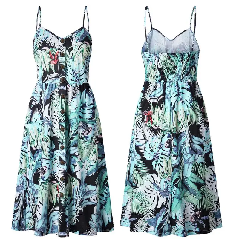 Летнее женское платье винтажное сексуальное богемное Цветочная Туника пляжное