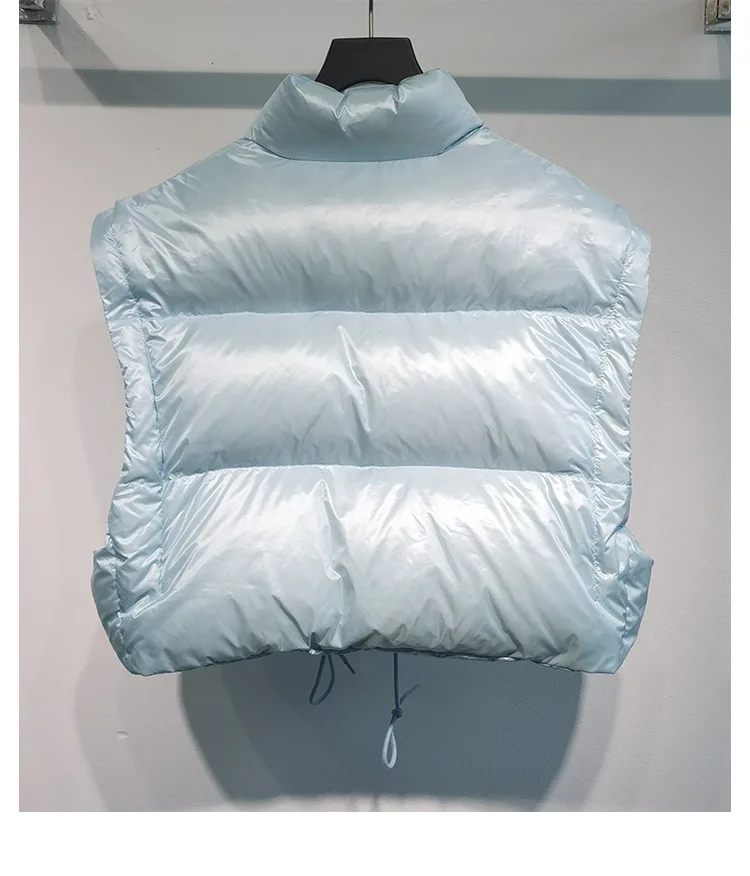 Зимняя женская дизайнерская куртка-пуховик с гусиным пухом со стоячим