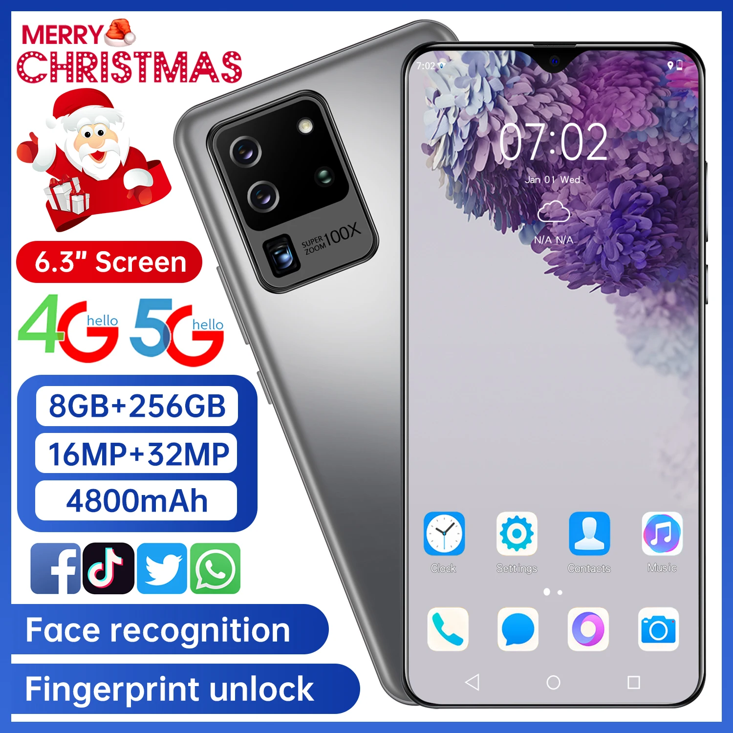 

New Smartphone 32MP 8G 256G S25U Fingerprint Unlocks the Dual Card Standby 6.3-inch Full-screen Ultraben Phone 4G Network
