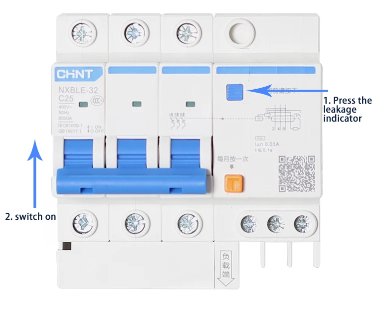 CHINT AC 230/400V NXBLE-32 4P устройство остаточного тока C 6 10 16 20 25 32A Тип C защита от перегрузки защита от короткого замыкания