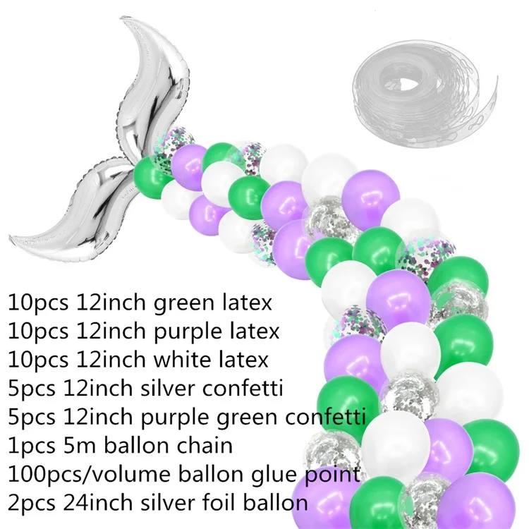 44pcs Latex set2 44 шт./компл. DIY одеяло «хвост русалки» воздушные шары гирлянда набор шаров из латекса арки, набор синхронизированных инструментов для русалка вечерние свадебные Baby Shower День рождения - Цвет: 44pcs Latex set2